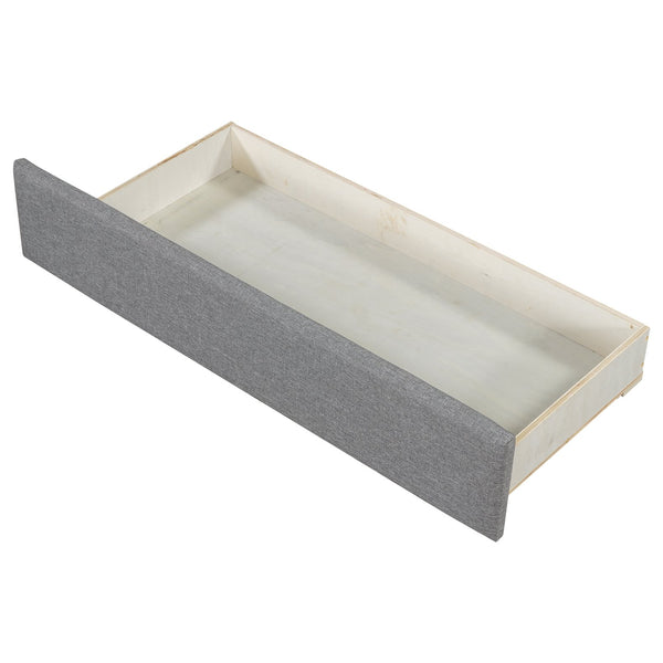 English Elm Twin XL Upholstered Daybed with Two Drawers — Convertible King Sofa Bed, Buttoned Back, Linen Upholstery Gray DL002056AAE