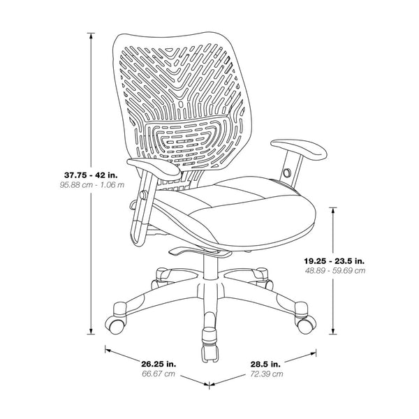 OSP Home Furnishings Spaceflex® Ergonomic Office Chair with Lumbar Support Synchro Tilt and Breathable Mesh Seat 86-M22C625R