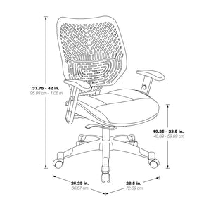 OSP Home Furnishings Spaceflex® Self-adjusting Ergonomic Mesh Office Chair with Lumbar Support and Synchro Tilt 86-M33C625R