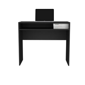 English Elm Stella Minimalist 35" Writing Desk with Floating Shelf — Space-Saving, Durable Particleboard Workspace Black 40 L x 23 W x 4 H B070P234321