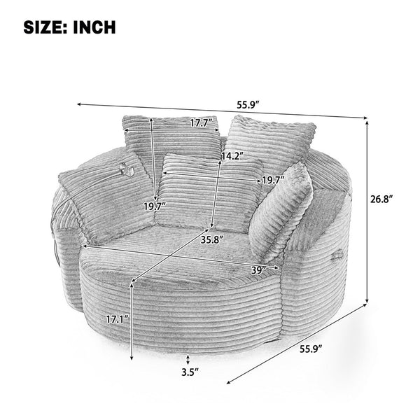 English Elm Swivel Barrel Accent Chair Chenille Tufted Round Club Seat for Living Room Lounge Black N719S002320B