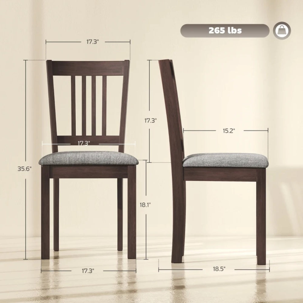 English Elm Stylish Mid-century Dining Chairs Set of 2 Linen Upholstered Rubberwood Frame T3971P503634