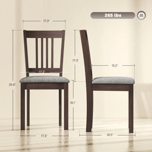 English Elm Stylish Mid-century Dining Chairs Set of 2 Linen Upholstered Rubberwood Frame T3971P503634