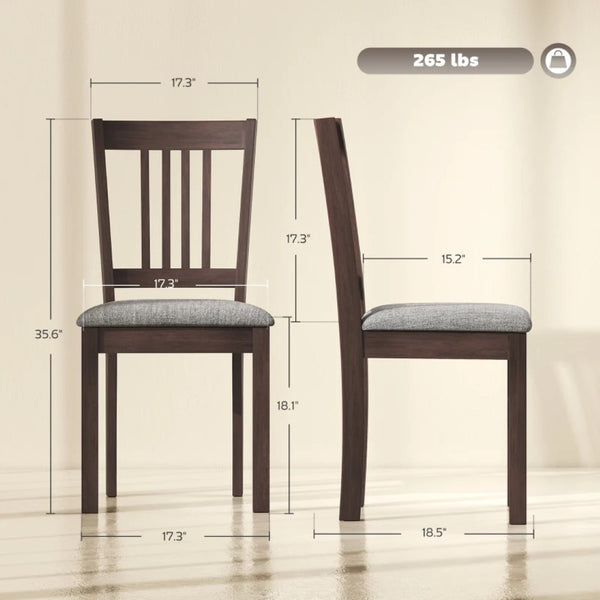 English Elm Stylish Mid-century Dining Chairs Set of 2 Linen Upholstered Rubberwood Frame T3971P503634