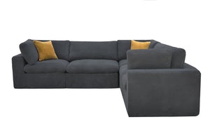 English Elm Coffee Bean Basket Weave Modular Sectional Foam Compressed with Toss Pillows Included B2748S00077