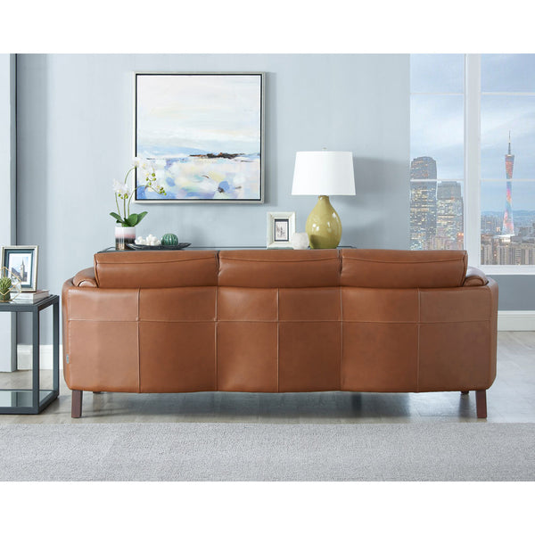 English Elm Maui Top-Grain Leather Sofa Brown — Pocket Coil Seats, Memory Foam & Feather Down, Solid Wood Frame B2705P211700