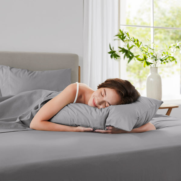 JLA Home 510 Design - 100% Cotton breathable sheet set — OEKO-TEX certified, soft durable weave for year‑round cozy sleep Dark Gray AM20-0352