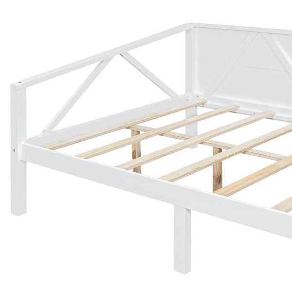 English Elm Twin Daybed Frame Solid Pine Sofa Bed for Guest Room Studio or Teen Bedroom White N708P266726K