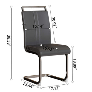 English Elm 63" Modern Medieval Brown Mdf Dining Table & 6 Pu Armless Chairs Set With Silver Legs For Style & Comfort W2189S00679