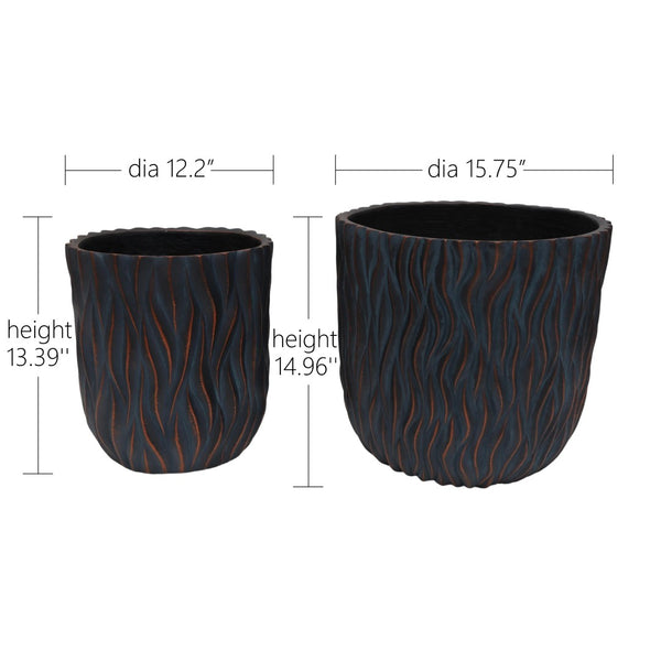English Elm Large Concrete Style Magnesium Oxide Round Planters Set for Patio and Indoor Decor W5212P434253
