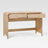 Chantelle Modern Curved Writing Desk with Statement Wood Drawer Pulls Coastal Oak WECHA42OS2CO0 Walker Edison