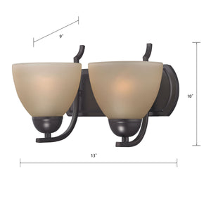 Thomas Lighting Kingston Two Light Vanity Fixture with Bell Glass Shades for Bathroom Elegance Bronze 13 inches 1462BB/10