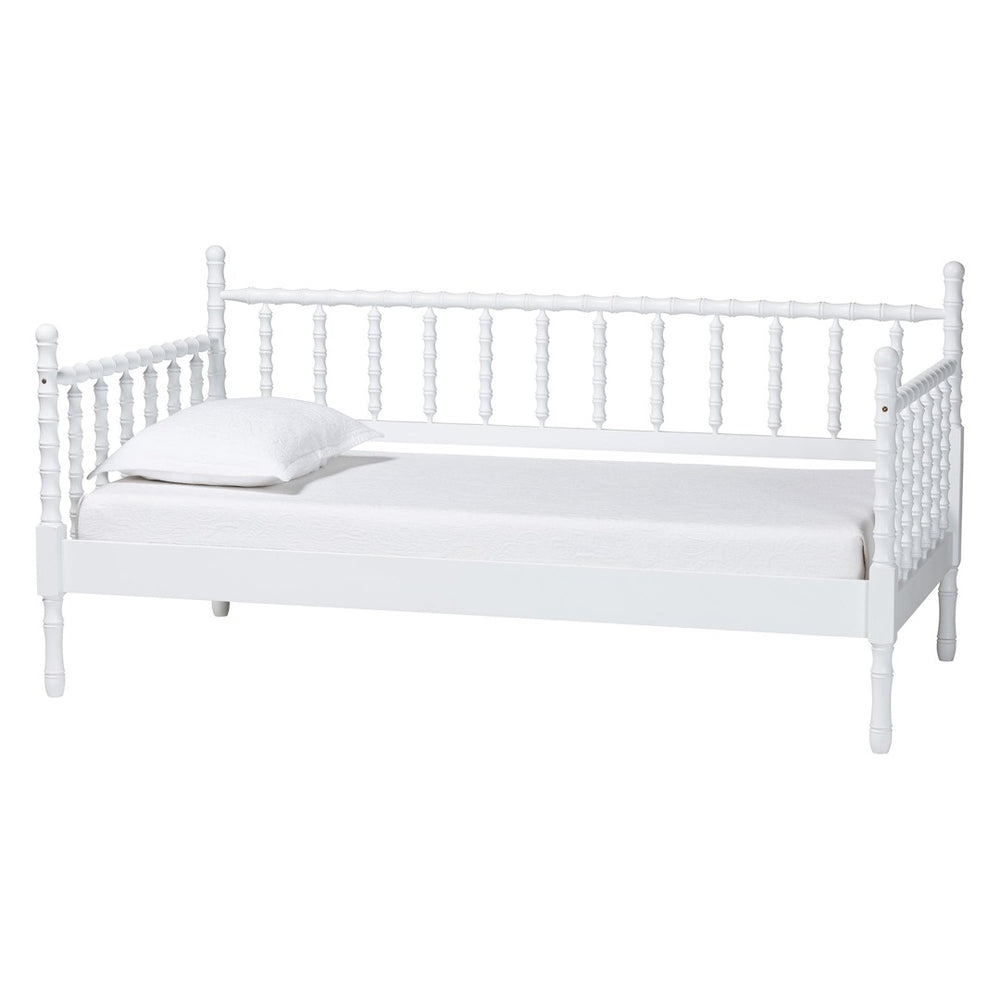 Baxton Studio Baxton Studio Laurent Daybed - Elegant Spindle Frame with Bamboo Posts for Stylish Cottage Charm MG0258-1-White-Daybed-Twin