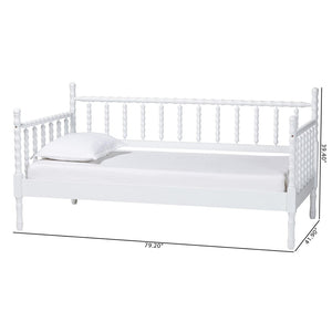 Baxton Studio Baxton Studio Laurent Daybed - Elegant Spindle Frame with Bamboo Posts for Stylish Cottage Charm MG0258-1-White-Daybed-Twin