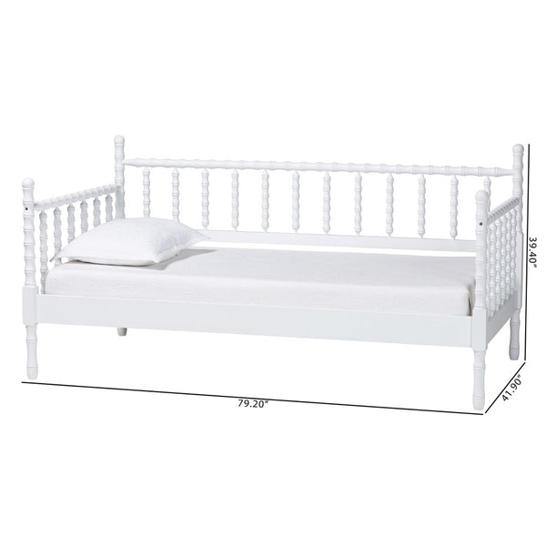 Baxton Studio Baxton Studio Laurent Daybed - Elegant Spindle Frame with Bamboo Posts for Stylish Cottage Charm MG0258-1-White-Daybed-Twin