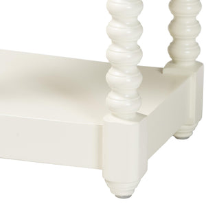 Baxton Studio Baxton Studio Terentia Nightstand - Elegant Mid-Century Side Table with Storage and Bobbin Legs White KL-1757-1 DRW-White/Wooden-NS