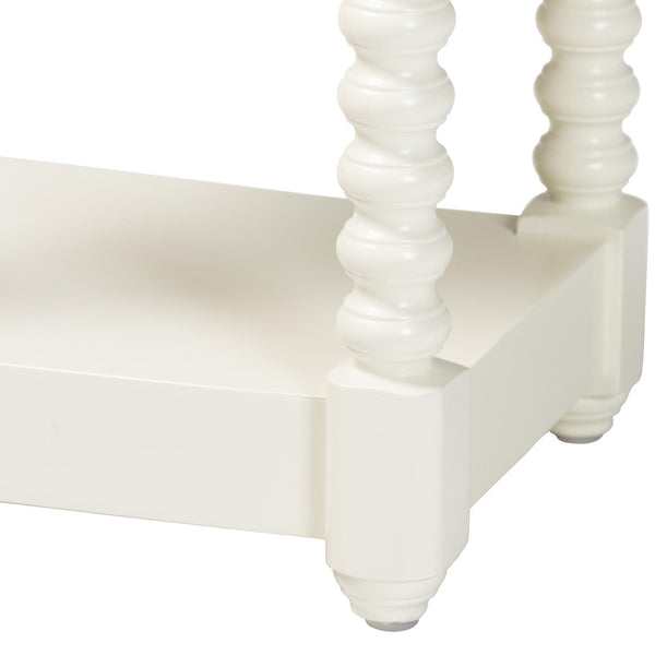 Baxton Studio Baxton Studio Terentia Nightstand - Elegant Mid-Century Side Table with Storage and Bobbin Legs White KL-1757-1 DRW-White/Wooden-NS