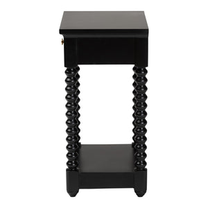 Baxton Studio Baxton Studio Terentia Nightstand - Elegant Mid-Century Side Table with Storage and Bobbin Legs Black KL-1757-1 DRW-Black/Wooden-NS