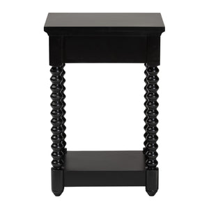 Baxton Studio Baxton Studio Terentia Nightstand - Elegant Mid-Century Side Table with Storage and Bobbin Legs Black KL-1757-1 DRW-Black/Wooden-NS