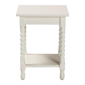 Baxton Studio Baxton Studio Niklas Nightstand - Elegant Twisted Legs, Storage Drawer & Open Shelf for Bedrooms White KL-1734-Niklas-White/Wooden-NS