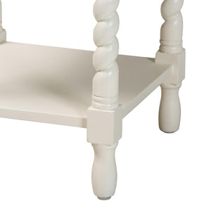 Baxton Studio Baxton Studio Niklas Nightstand - Elegant Twisted Legs, Storage Drawer & Open Shelf for Bedrooms White KL-1734-Niklas-White/Wooden-NS