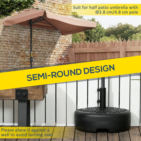 English Elm Outsunny Half Round Umbrella Base – Stylish, Fillable Stand For Patio Umbrellas, 40Lb Water Or 46Lb Sand W2225P229182-GIGA