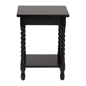 Baxton Studio Baxton Studio Niklas Nightstand - Elegant Twisted Legs, Storage Drawer & Open Shelf for Bedrooms Black KL-1734-Niklas-Black/Wooden-NS