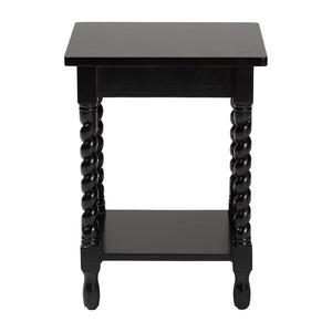 Baxton Studio Baxton Studio Niklas Nightstand - Elegant Twisted Legs, Storage Drawer & Open Shelf for Bedrooms Black KL-1734-Niklas-Black/Wooden-NS