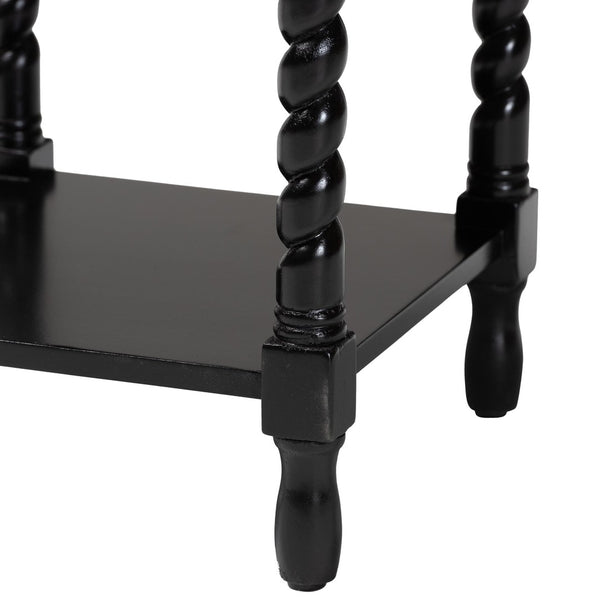 Baxton Studio Baxton Studio Niklas Nightstand - Elegant Twisted Legs, Storage Drawer & Open Shelf for Bedrooms Black KL-1734-Niklas-Black/Wooden-NS