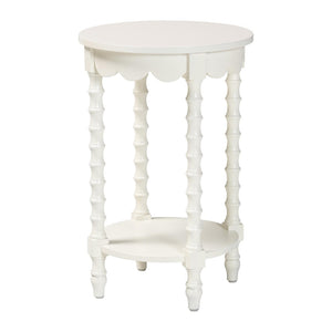 Baxton Studio Baxton Studio Sally Round Nightstand - Mid-Century Stylish Side Table with Open Shelf, Fully Assembled White KL-1739-Sally Round-White/Wooden-NS