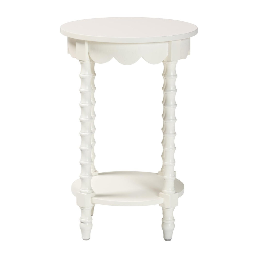 Baxton Studio Baxton Studio Sally Round Nightstand - Mid-Century Stylish Side Table with Open Shelf, Fully Assembled White KL-1739-Sally Round-White/Wooden-NS