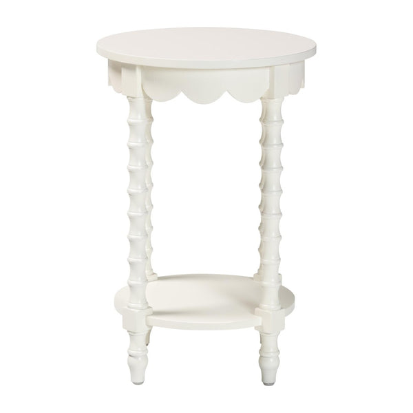 Baxton Studio Baxton Studio Sally Round Nightstand - Mid-Century Stylish Side Table with Open Shelf, Fully Assembled White KL-1739-Sally Round-White/Wooden-NS