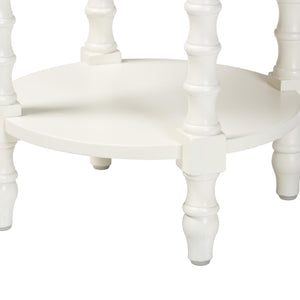 Baxton Studio Baxton Studio Sally Round Nightstand - Mid-Century Stylish Side Table with Open Shelf, Fully Assembled White KL-1739-Sally Round-White/Wooden-NS