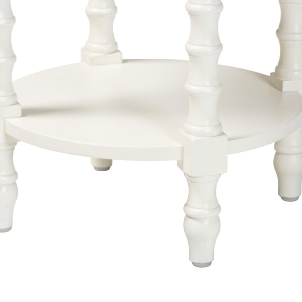 Baxton Studio Baxton Studio Sally Round Nightstand - Mid-Century Stylish Side Table with Open Shelf, Fully Assembled White KL-1739-Sally Round-White/Wooden-NS