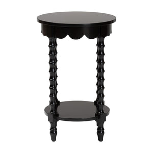 Baxton Studio Baxton Studio Sally Round Nightstand - Mid-Century Stylish Side Table with Open Shelf, Fully Assembled Black KL-1739-Sally Round-Black/Wooden-NS