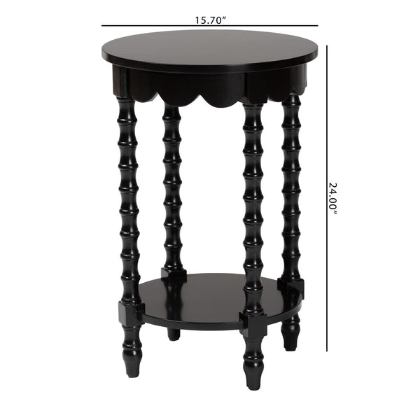 Baxton Studio Baxton Studio Sally Round Nightstand - Mid-Century Stylish Side Table with Open Shelf, Fully Assembled Black KL-1739-Sally Round-Black/Wooden-NS