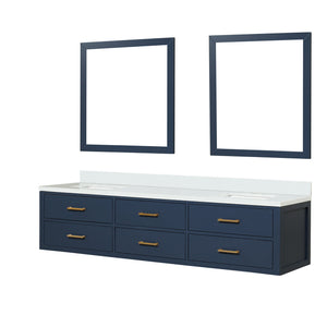 English Elm Blue Double Bath Vanity Set With Cultured Marble Top & 36" Mirrors - Stylish, Durable & Functional Design B2731S01582