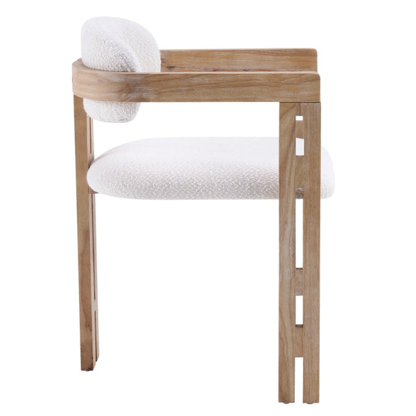 English Elm Indoor Solid Wood Round Back Dining Chairs Cushioned Beige Upholstered Set of Two Beige+Natural N772P411377N