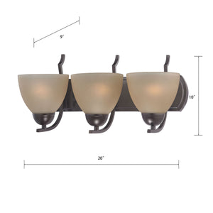 Thomas Lighting Kingston Two Light Vanity Fixture with Bell Glass Shades for Bathroom Elegance Bronze 20 inches 1463BB/10