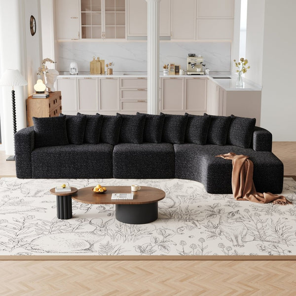English Elm 131.1-inch Chenille Cloud Sectional with Memory Foam Curved Modular Living Room Sofa W3505S00013
