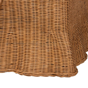 Baxton Studio Bali Belita Natural Rattan Pet Bed - Handwoven Boho-Coastal Enclosed Lounge With Cushion 30" Light Honey DC1121-Natural Rattan-Lg-Cushion-Pet Bed