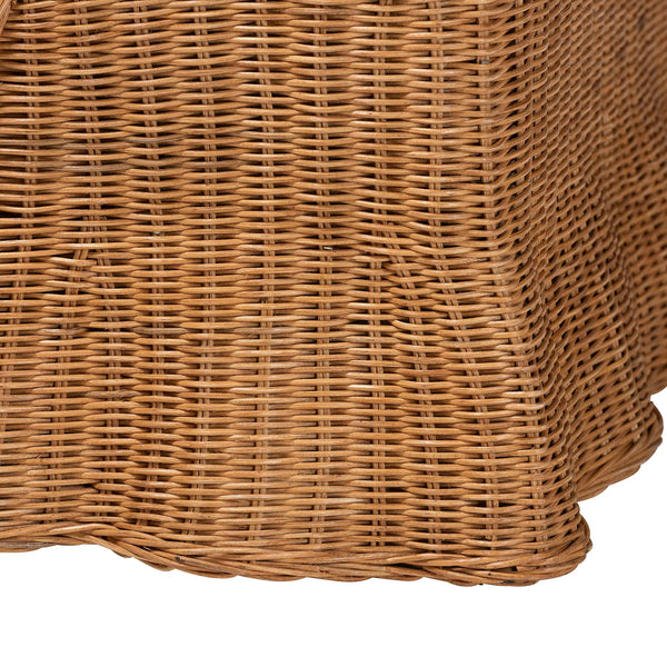 Baxton Studio Bali Belita Natural Rattan Pet Bed - Handwoven Boho-Coastal Enclosed Lounge With Cushion 30" Light Honey DC1121-Natural Rattan-Lg-Cushion-Pet Bed
