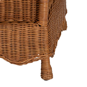 Baxton Studio Bali Papina Natural Rattan Pet Bed With Scalloped Sides, Handwoven Boho-Coastal Lounge W/ Cushion Light Honey DC1122-Natural Rattan-Lg-Cushion-Pet Bed