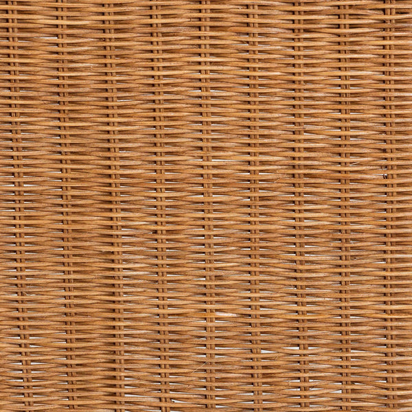 Baxton Studio Bali Modesta Natural Rattan Bench - Handwoven Teak Frame, Scalloped Apron & X-Frame Coastal Boho Seating DC9050 Mod-Natural Rattan-Bench