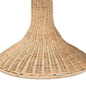 Baxton Studio Bali Natala Rattan End Table — Handwoven Tulip Pedestal Side Table With Scalloped Edge Accent 17.20" W x 17.20" D x 23.60" H DC1106 Nat-Light Honey Rattan-End Table