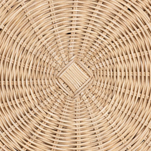 Baxton Studio Bali Natala Rattan End Table — Handwoven Tulip Pedestal Side Table With Scalloped Edge Accent 17.20" W x 17.20" D x 23.60" H DC1106 Nat-Light Honey Rattan-End Table