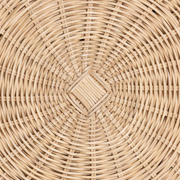 Baxton Studio Bali Natala Rattan End Table — Handwoven Tulip Pedestal Side Table With Scalloped Edge Accent 17.20" W x 17.20" D x 23.60" H DC1106 Nat-Light Honey Rattan-End Table