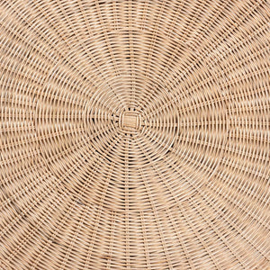 Baxton Studio Bali Natala Rattan End Table — Handwoven Tulip Pedestal Side Table With Scalloped Edge Accent 41.30" W x 41.30" D x 29.50" H DC1105 Nat-Light Honey Rattan-Dining Table