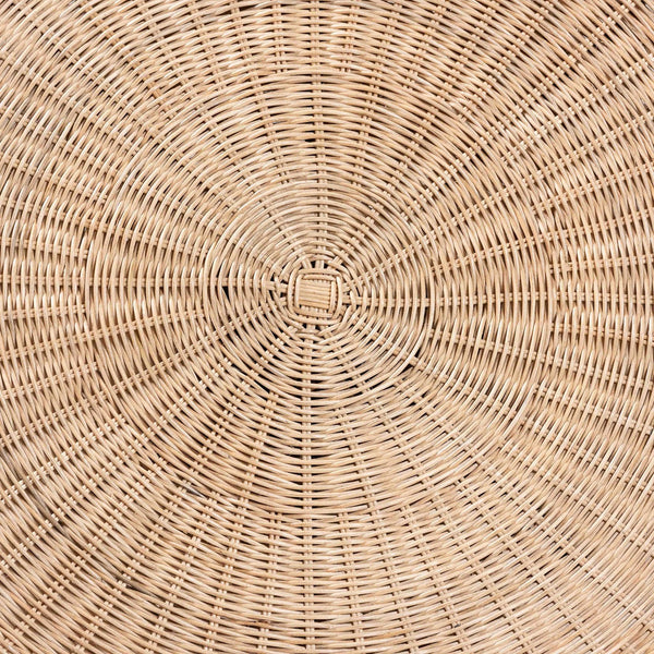 Baxton Studio Bali Natala Rattan End Table — Handwoven Tulip Pedestal Side Table With Scalloped Edge Accent 41.30" W x 41.30" D x 29.50" H DC1105 Nat-Light Honey Rattan-Dining Table