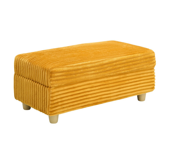 English Elm Orange Corduroy Accent Chair with Footstool Storage Compartments and Throw Pillows Included W1658P270446
